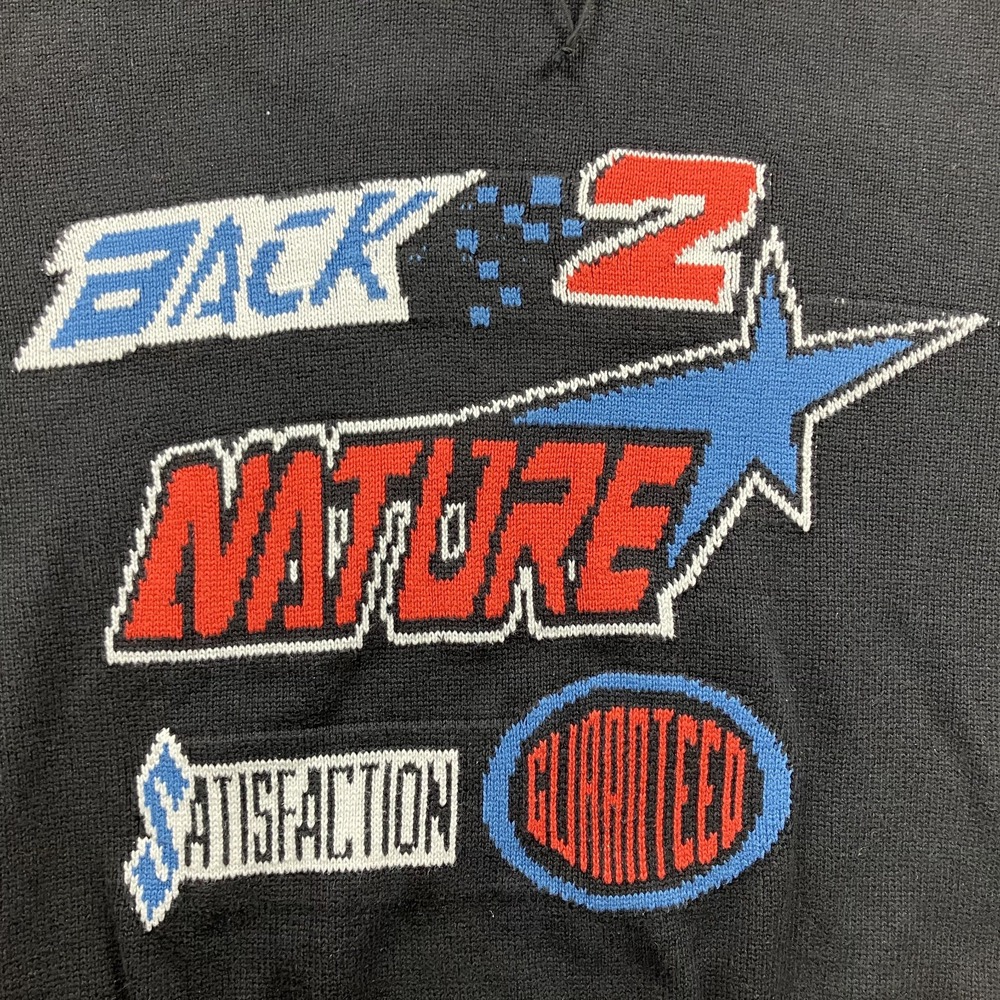 WEEKDAY Sweater Adult Medium Knit Embroidered Graphic Moto Retro Y2K - Picture 2 of 10